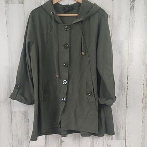 Christian Siriano Dark Green Hooded Utility Jacket Size 2X